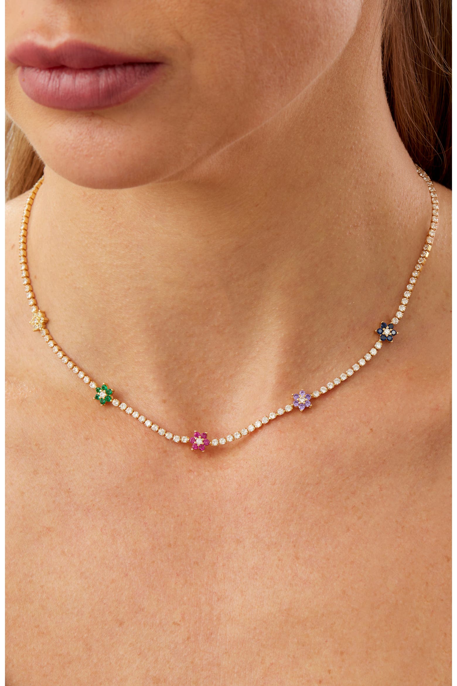 Tech Savvy Color SAVVY CIE JEWELS Cubic Zirconia Floral Collar Necklace (Women ...