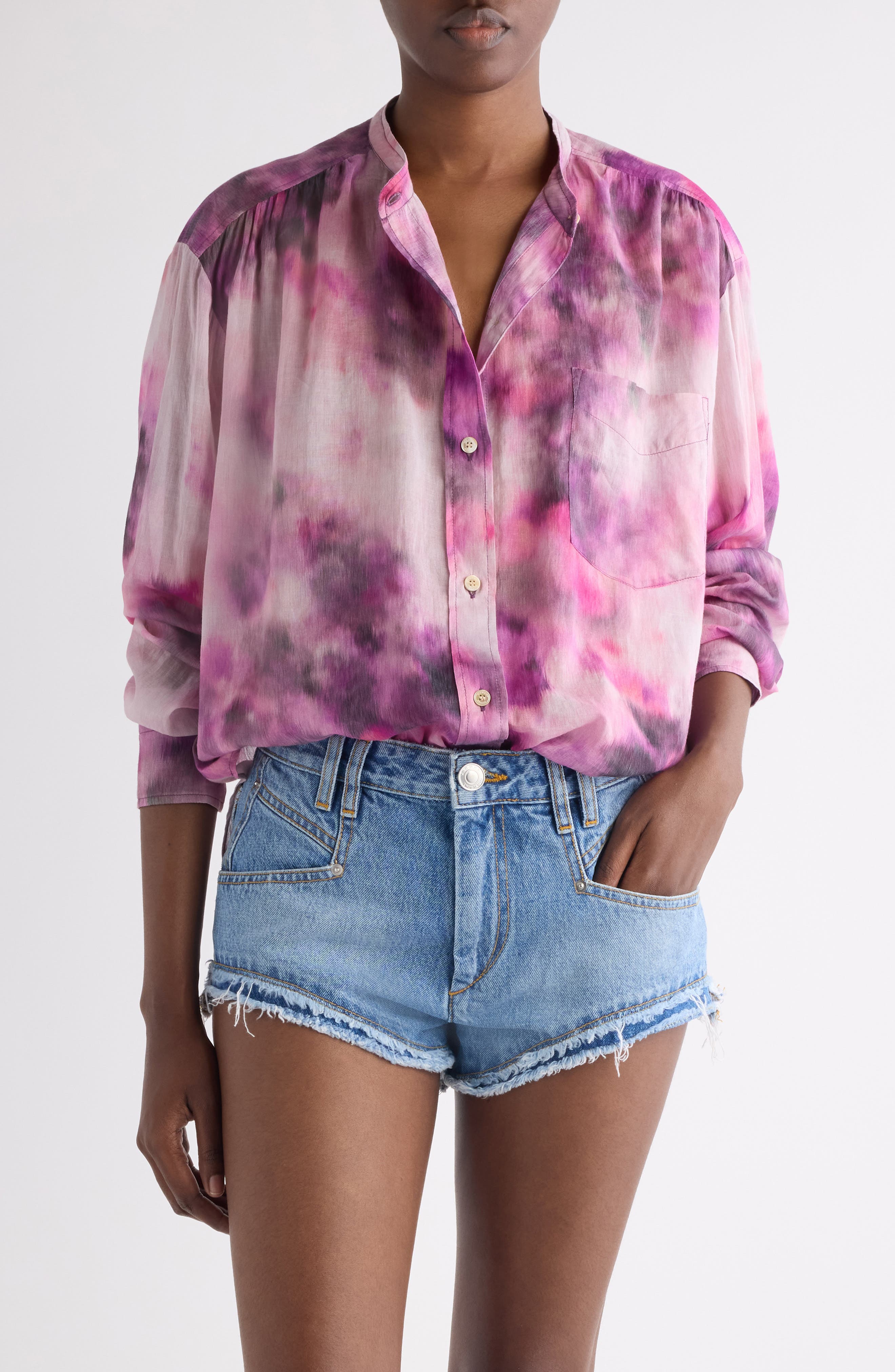 Mexika Tie Dye Cotton Button-Up Shirt