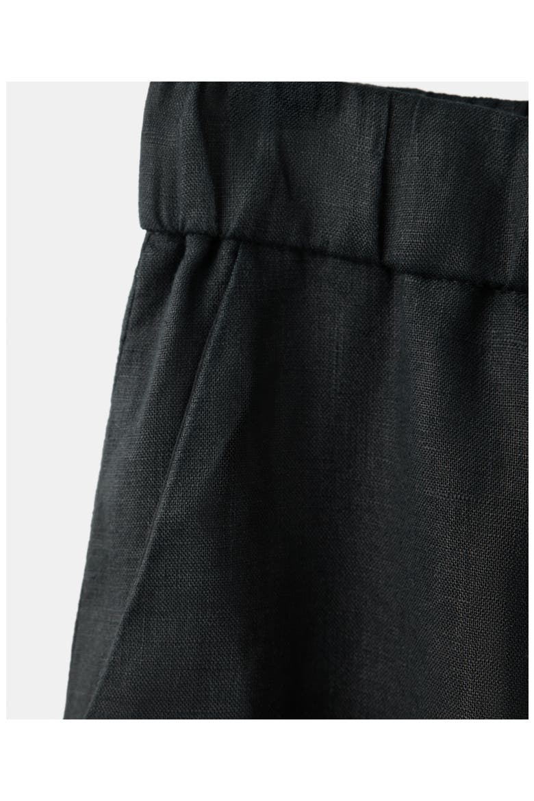 Pull-On Wide Leg Linen Pants, Alternate, color, BLACK
