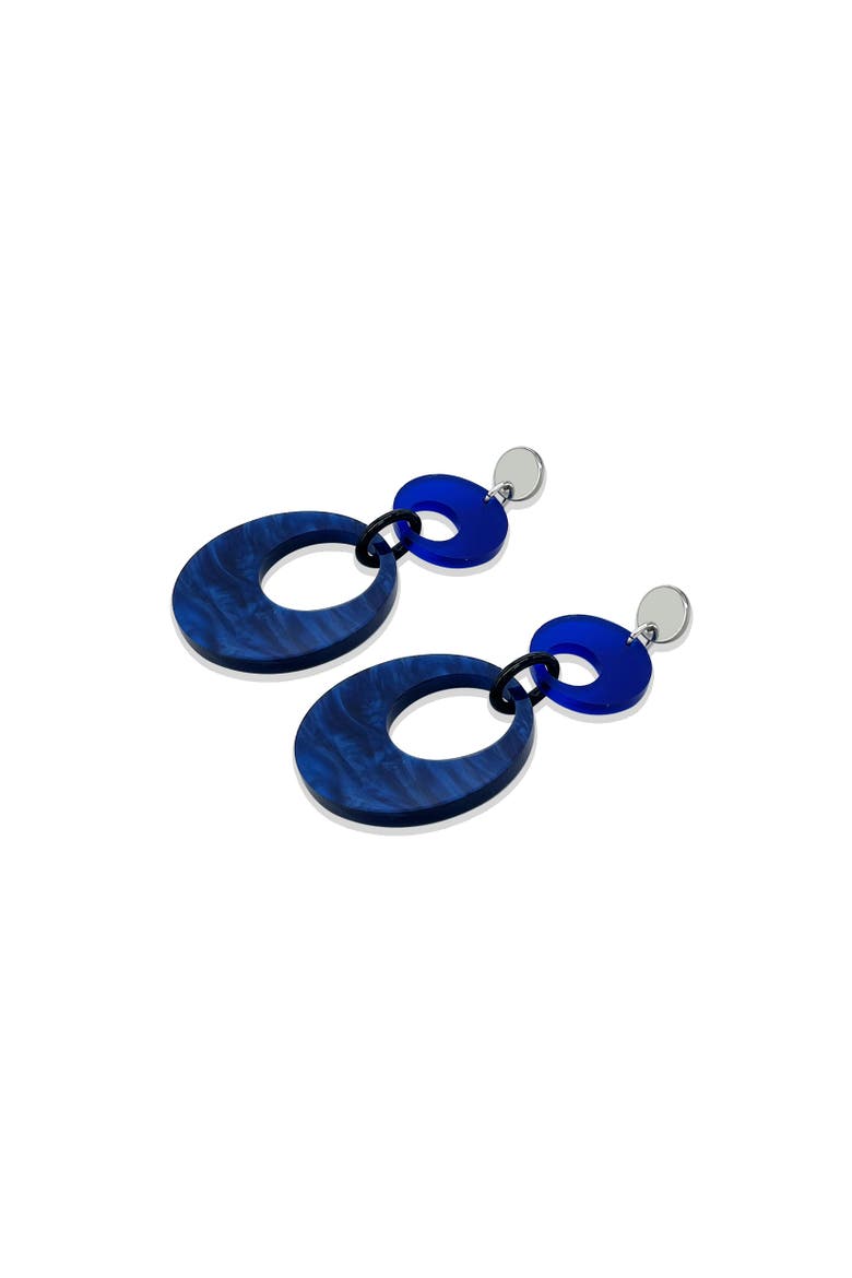 Swinging Circle Drop Earrings, Alternate, color, Dark Blue Swirl & Sapphire
