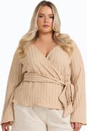 FASHION-SZN CURVE Wrap Front Belted Top