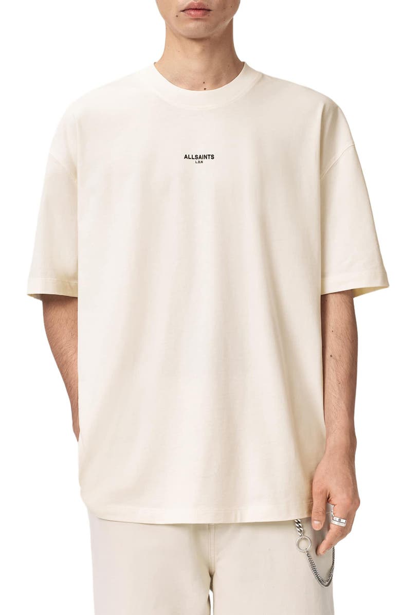 AllSaints Mikro Oversize Cotton Graphic T-Shirt, Main, color, Ashen White White