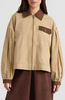 Zip Front Jacket with Bubble Sleeves
