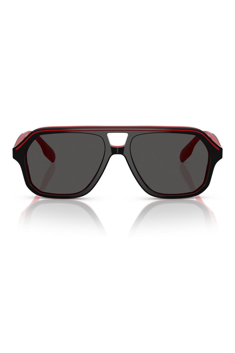 Kids' 50mm Irregular Sunglasses, Main, color, TOP BLACK ON RED / DARK GREY