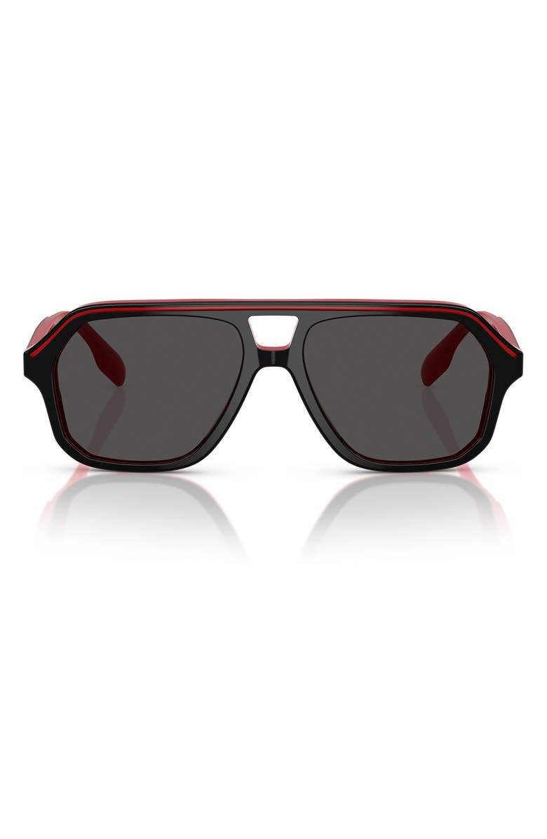 Burberry Kids' 50mm Irregular Sunglasses, Main, color, Top Black On Red / Dark Grey