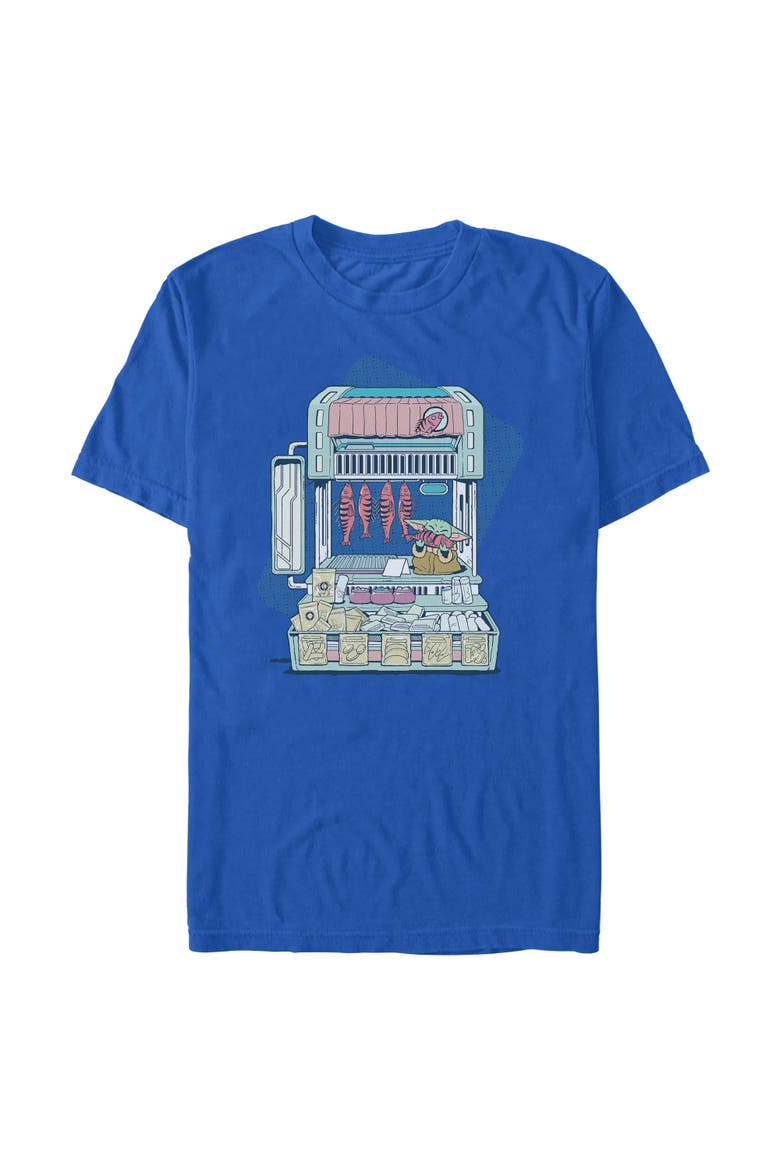 Mens Star Wars The Mandalorian and Grogu The Child Street Stall T Shirt, Main, color, Royal Blue