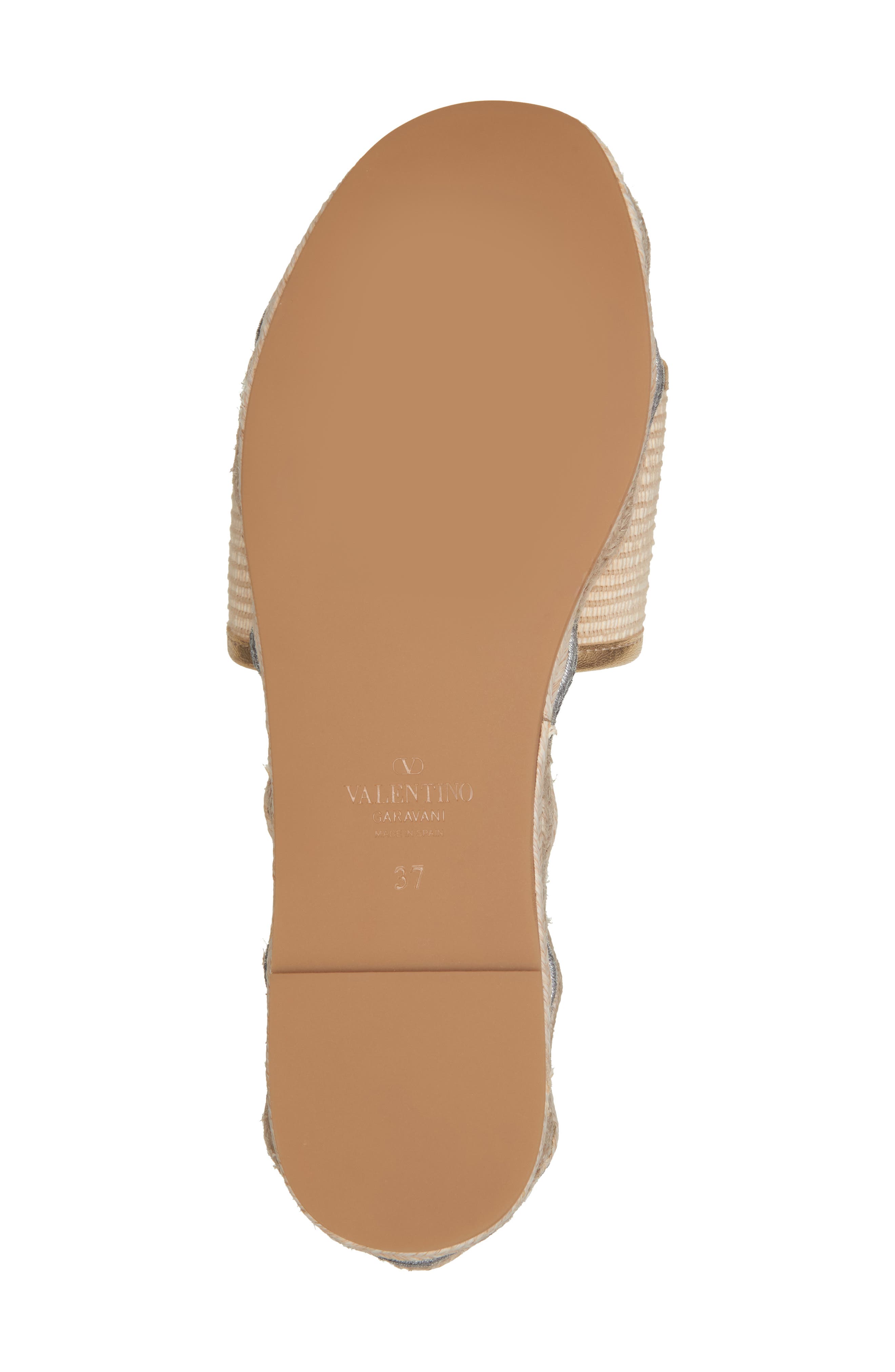 Valentino Garavani VLOGO Flatform Espadrille Slide Sandal, Alternate, color, Natural