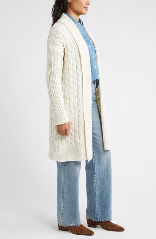 Caslonr Caslon(r) Cable Longline Open Front Cardigan In Neutral