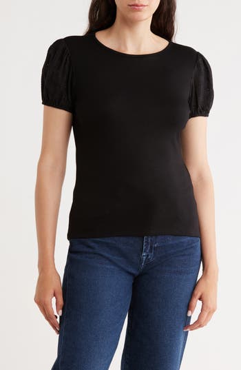 Cyrus Eyelet Sleeve T-shirt In Black