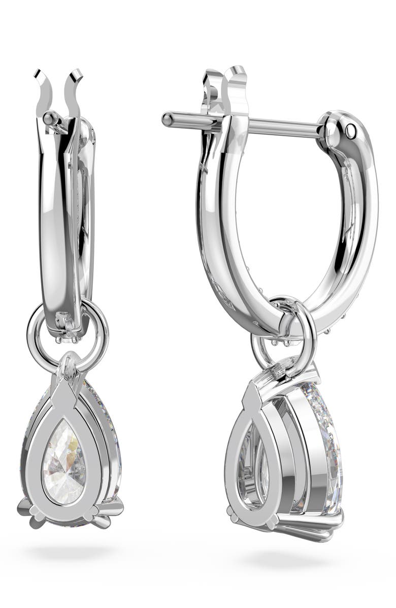 Swarovski Millenia Pear Crystal Drop Huggie Hoop Earrings, Alternate, color, Silver
