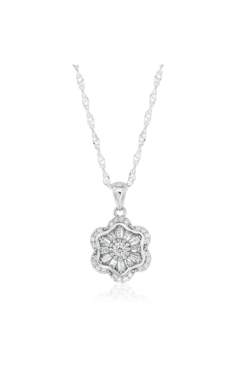 Donatello Gian Sterling Silver Moissanite Flower Necklace, Main, color, Silver