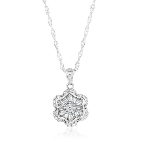 Sterling Silver Moissanite Flower Necklace