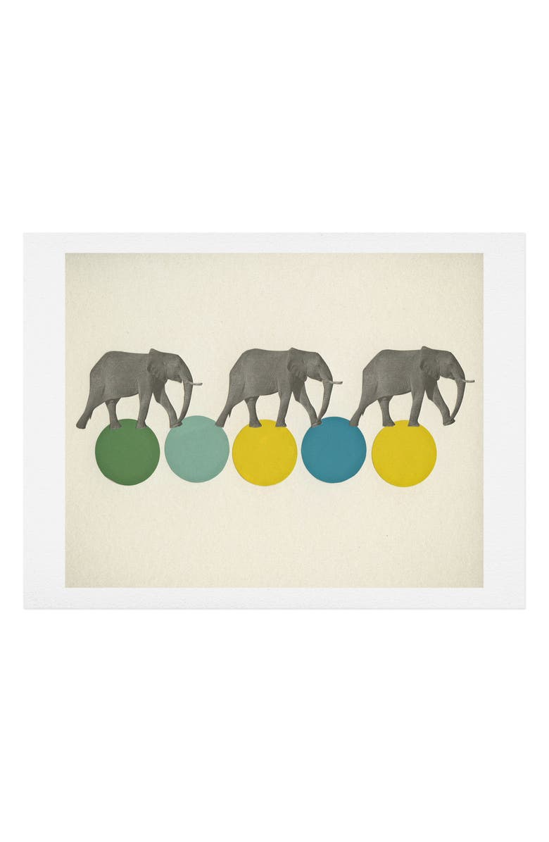 Deny Designs Traveling Elephants Unframed Wall Art, Main, color,