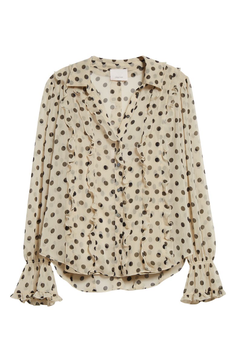 Cinq à Sept Estelle Polka Dot Button-Up Shirt, Alternate, color, Gardenia/ Black
