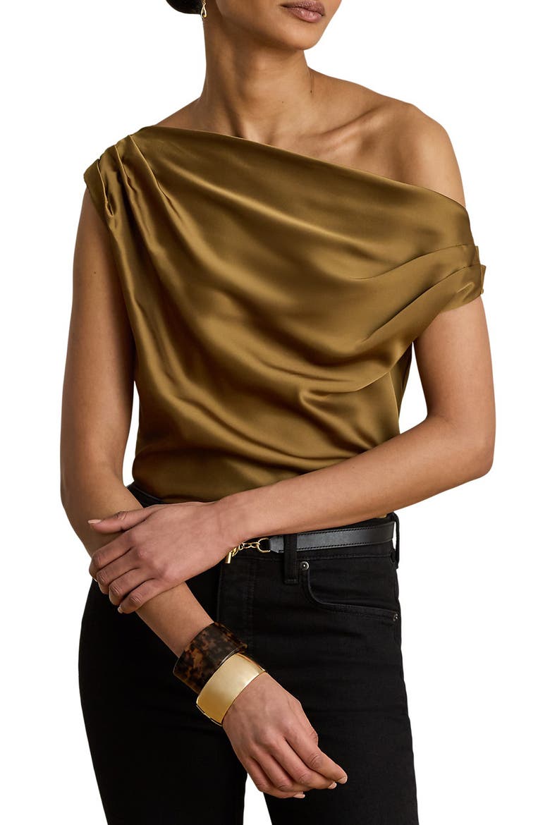 Kinthea Off the Shoulder Charmeuse Top, Main, color, TOBACCO BRONZE BROWN