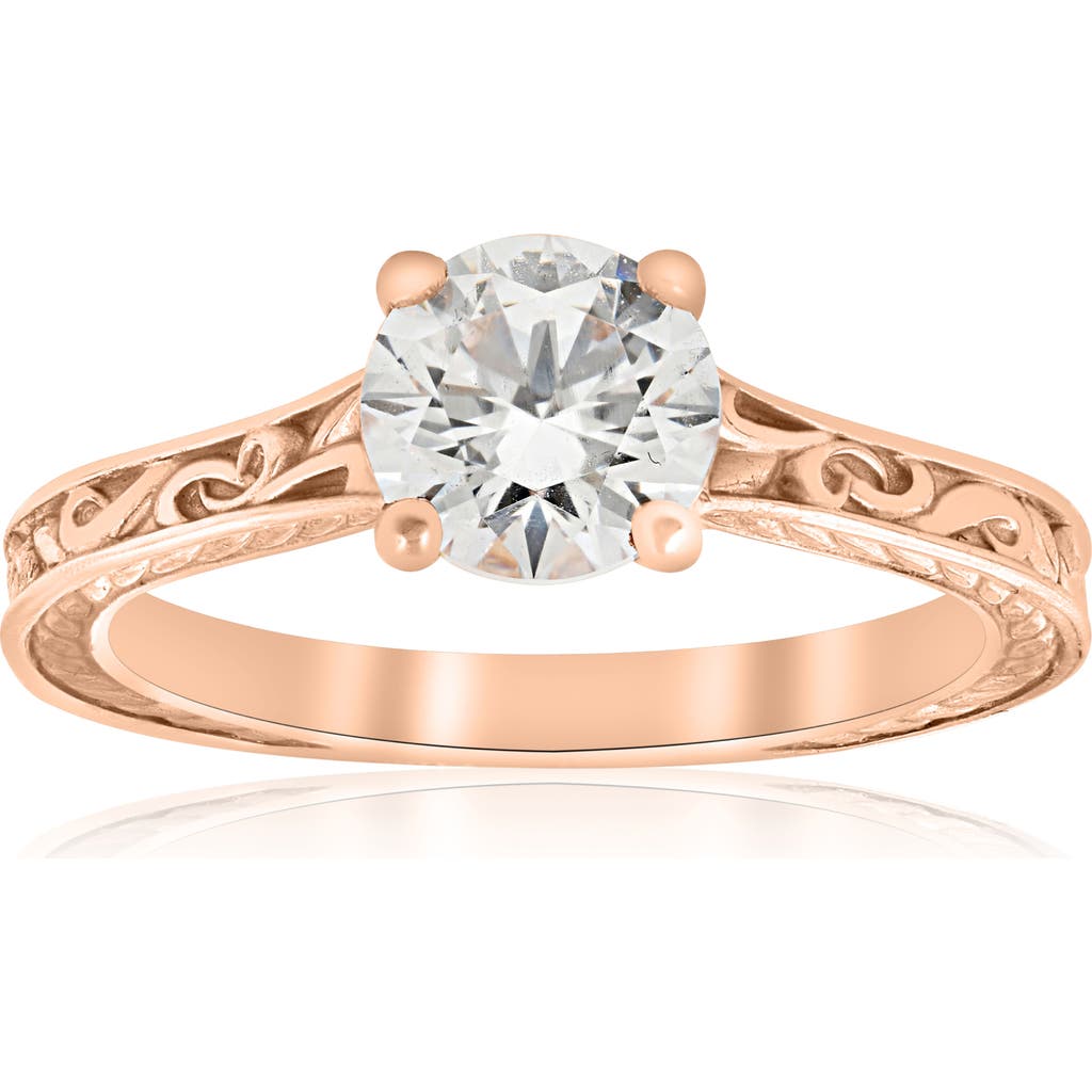 Bliss Diamond 1ct Diamond Solitaire 14k Gold Engagement Ring Art Deco Lab Grown In 14k Rose Gold