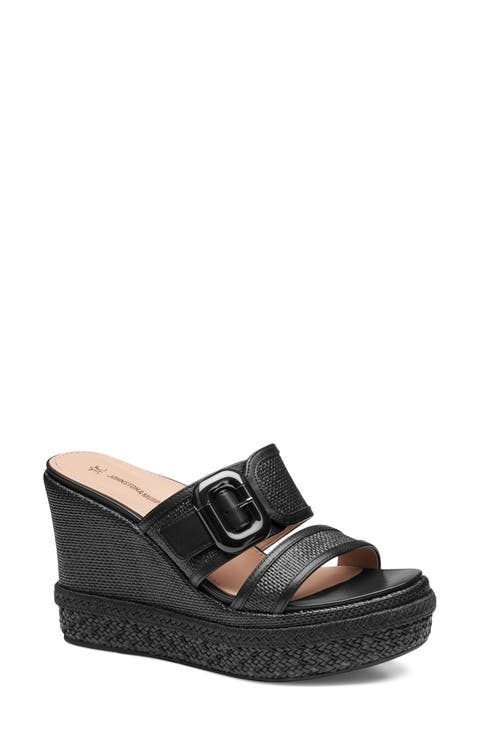 Addison Buckle Platform Wedge Slide Sandal (Women)
