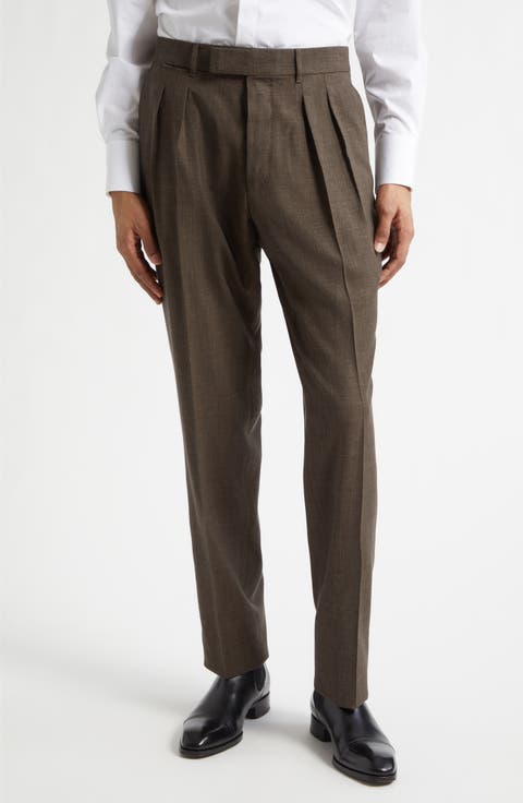 Fresco New Double Pleat Mohair, Wool & Linen Blend Pants