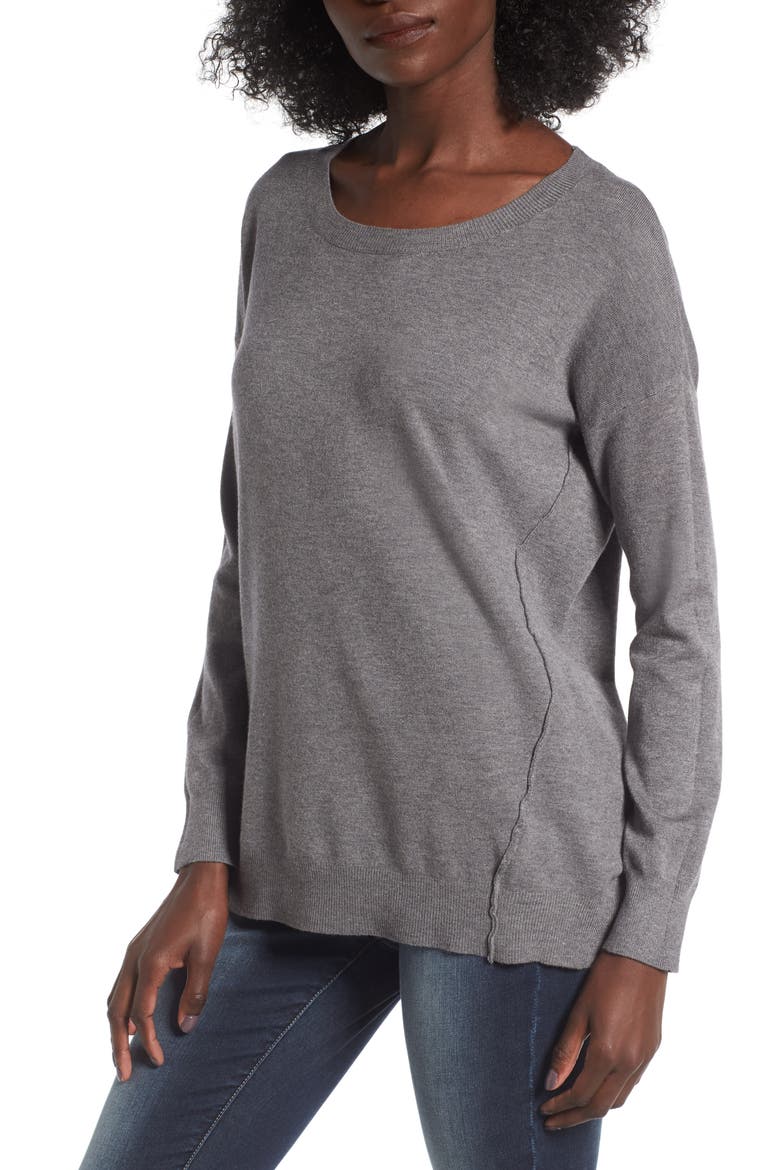 Forward Seam Tunic Sweater, Main, color, CHARCOAL