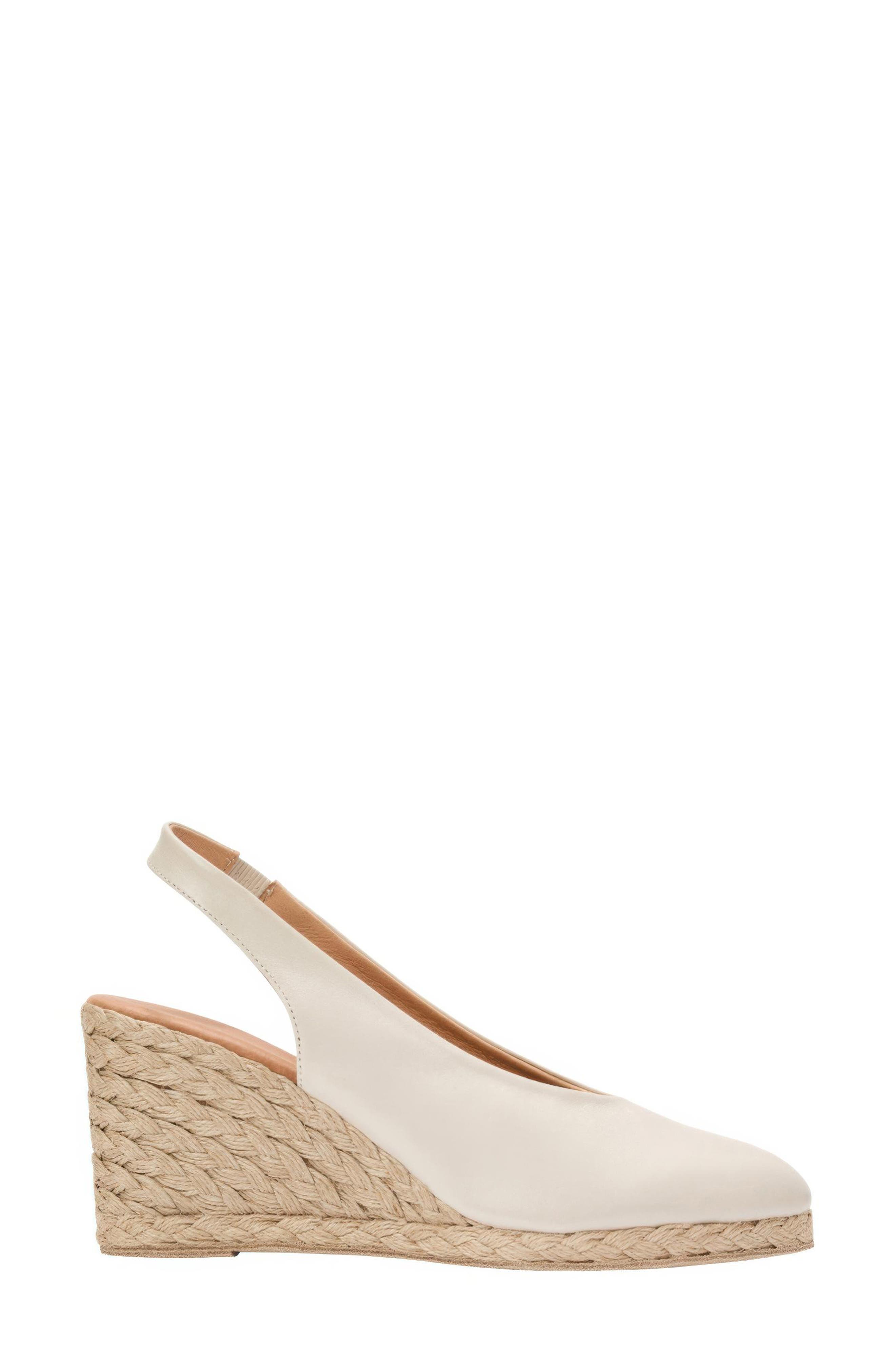 André Assous Pamala Slingback Espadrille Platform Wedge Pump, Alternate, color, Vanilla Leather