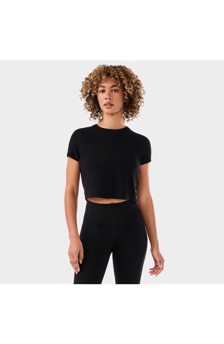 Tavi Ribbed Tee, Main, color, Ebony