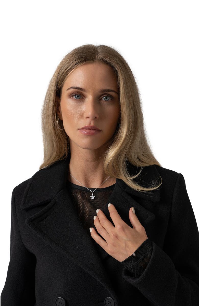 Saint + Sofia Quinn Pea Coat, Alternate, color, Black