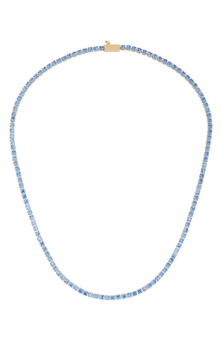 Vince Camuto Crystal Tennis Necklace, Main, color, Gold Tone/ Blue
