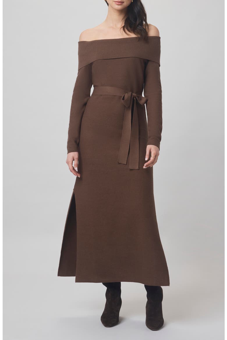 x @cellajaneblog Over the Shoulder Sweater Dress, Main, color, TRUFFLE