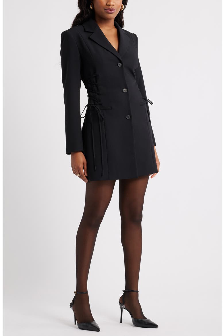 corset blazer dress Black / Large - Elegant Two Piece Outfit The corset detailing cinches your waist beautifully Open Edit Corset Blazer Minidress