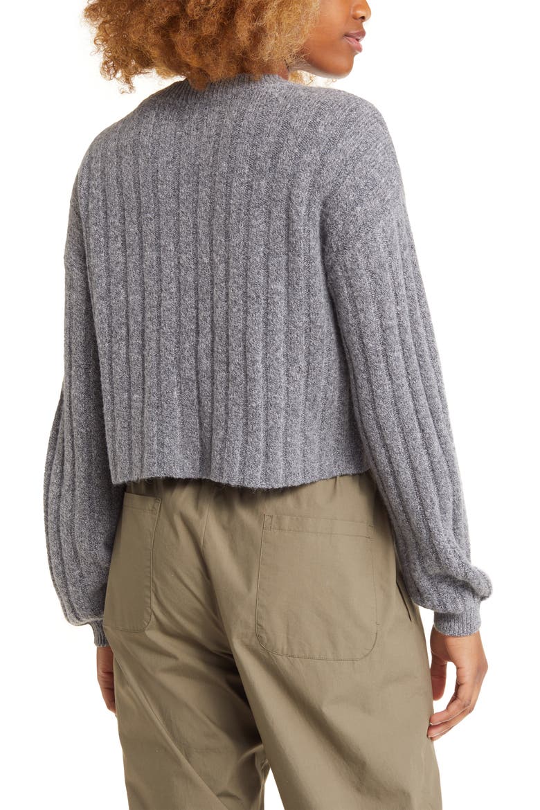 Ribbed Crewneck Sweater, Alternate, color, GREY DARK HEATHER