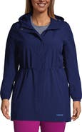 Lands' End Plus Size Print Waterproof Hooded Packable Raincoat