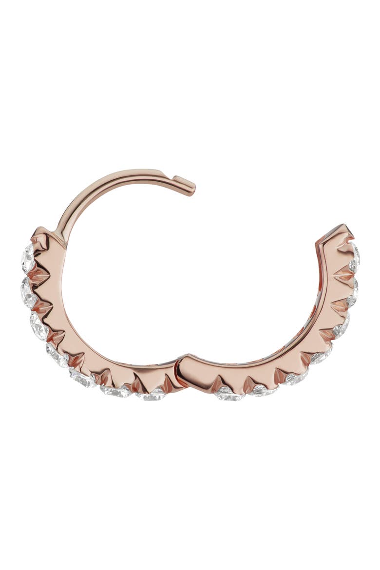 Invisible Set Diamond Single Clicker Hoop Earring, Alternate, color, 18K ROSE GOLD/ DIAMOND