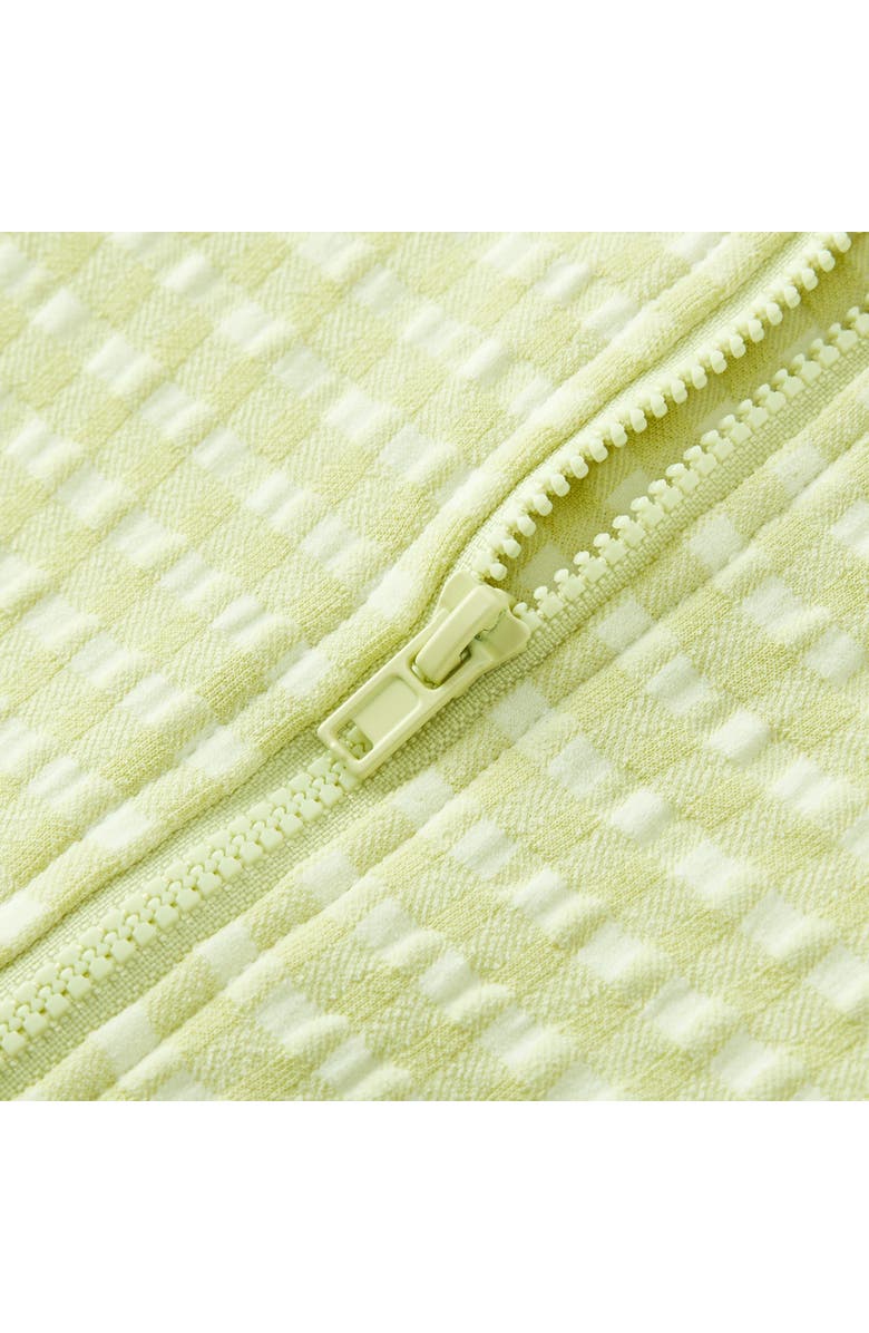 Milkbarn Zipper Shortall Swimsuit, Alternate, color, Green Gingham