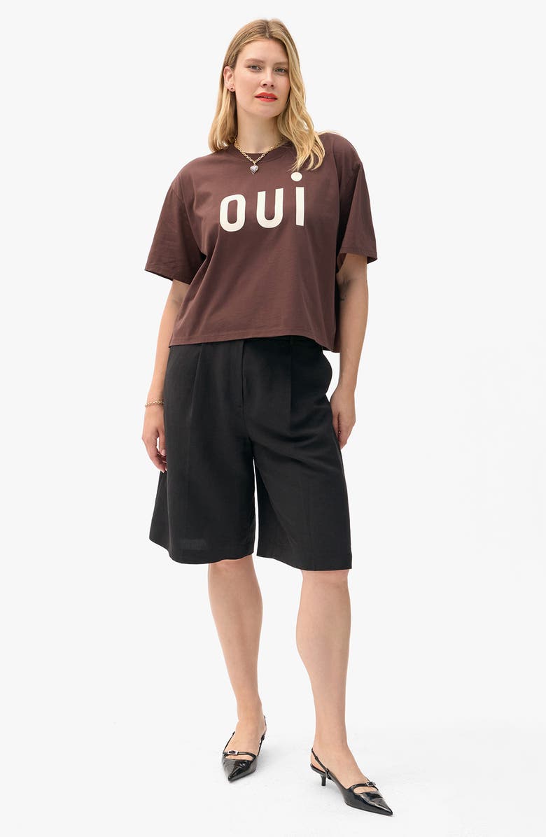 Clare V. Le Carre Oui Graphic T-Shirt, Alternate, color, Chocolate