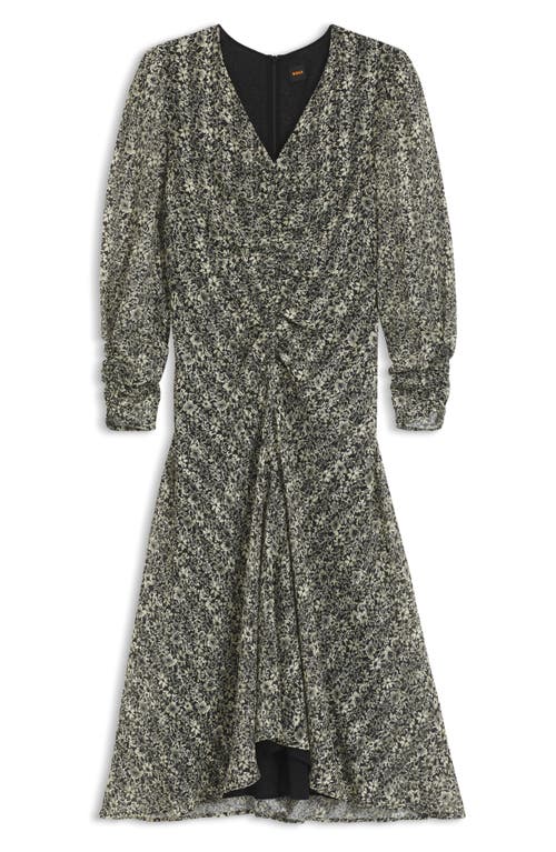 Hugo Boss Boss Orange Derodeo Ruched Midi Dress In Green