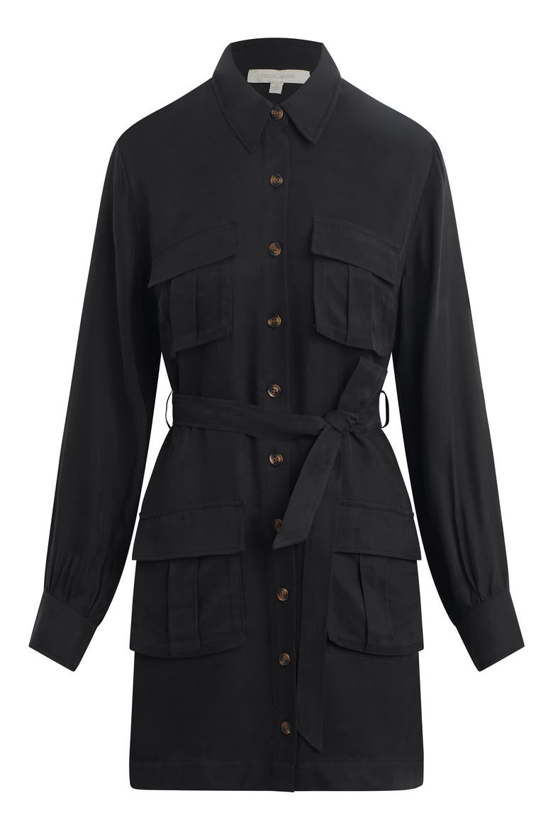 The Utility Glamour Long Sleeve Cargo Dress, Main, color, BLACK
