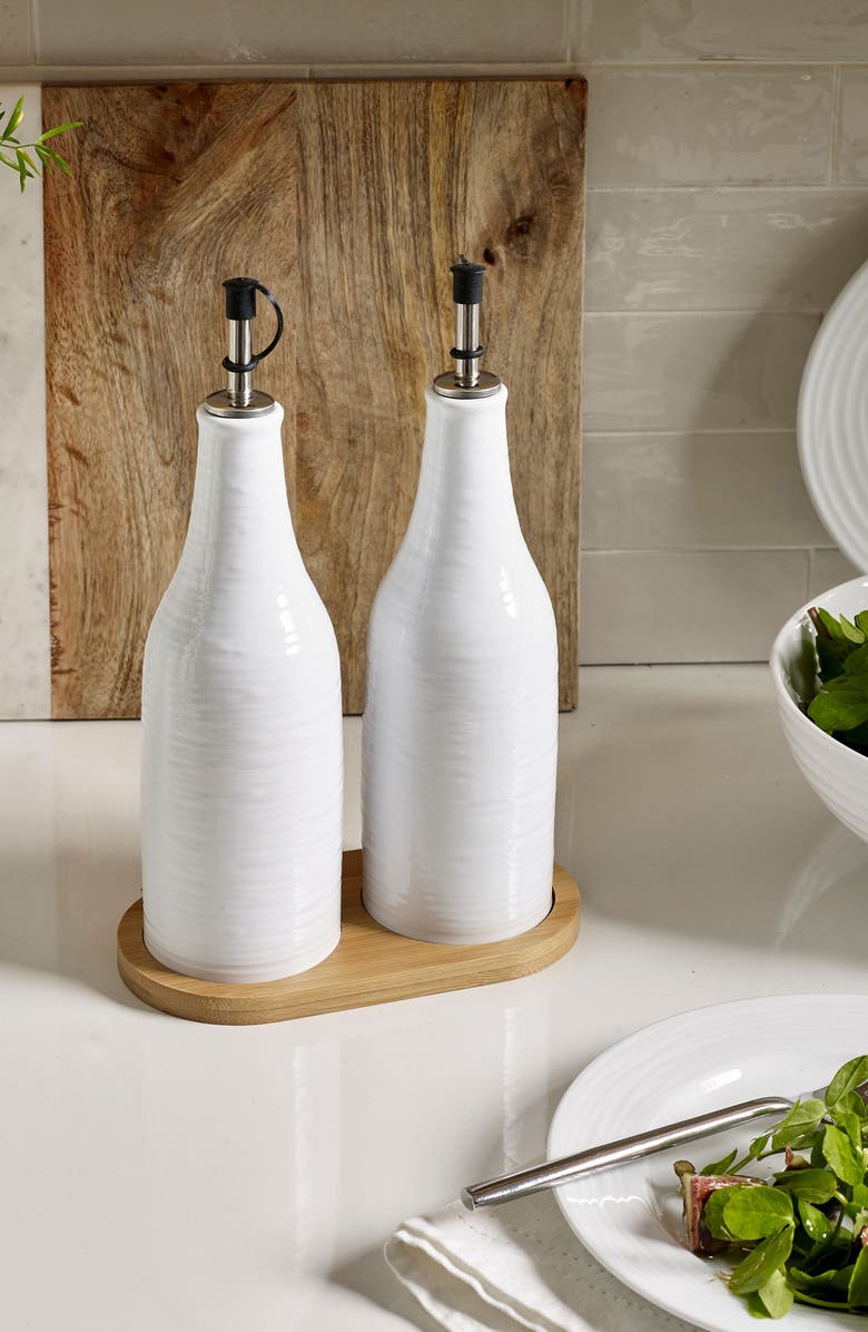 NEXT Malvern Set of 2 Stoneware Bottles with Tray, Alternate, color, White