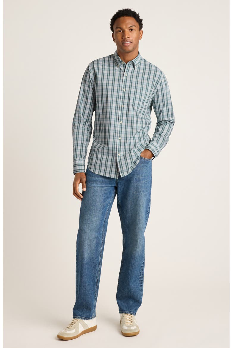 Everyday Slim Fit Plaid Stretch Cotton Button-Down Shirt, Alternate, color, GREEN ALMERIA PLAID