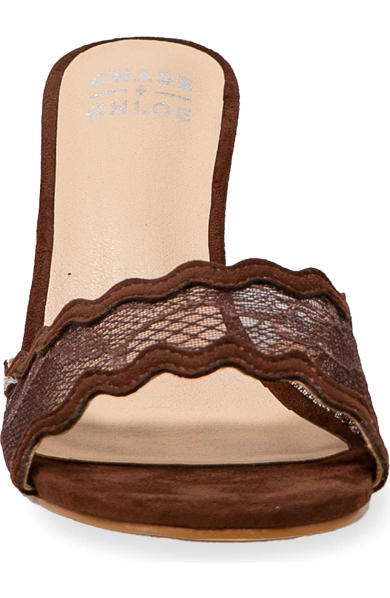 CHASE AND CHLOE Scalloped Lace Sandal, Alternate, color, Brown