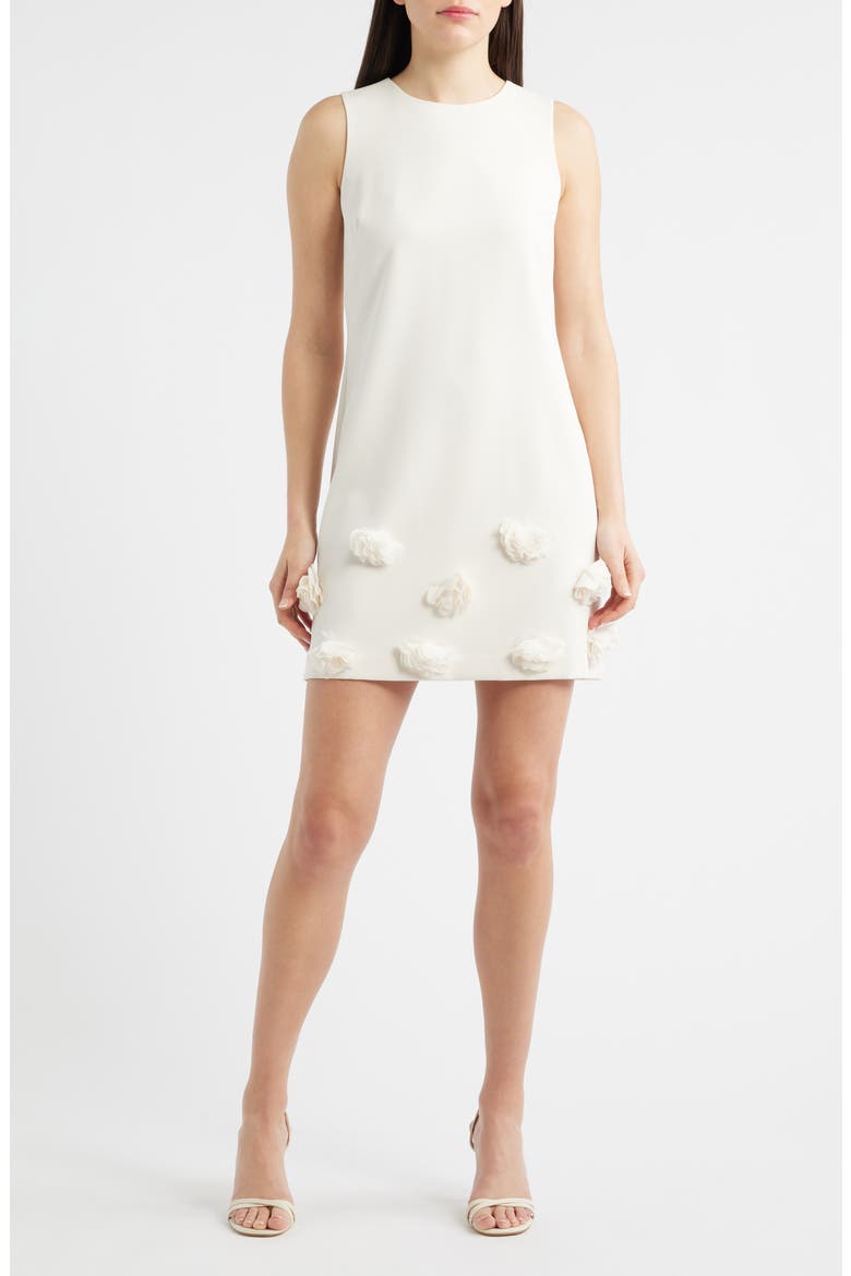 Rosette Shift Dress, Main, color, WHITE DOVE