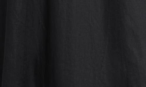 & Other Stories Puff Sleeve Belted Linen Dress In Black