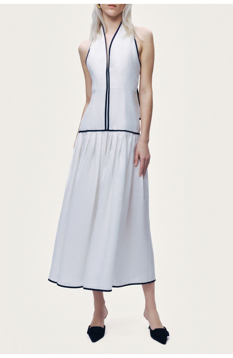 Nocturne Binding Detail Halterneck Midi Dress, Main, color, Ivory