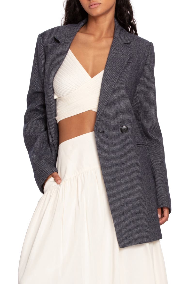 Kenzo Double Breasted Blazer, Alternate, color, BLACK
