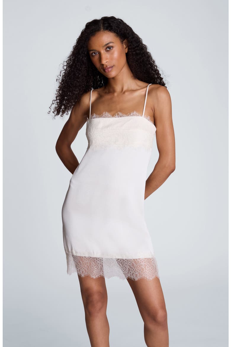 Lace Trim Slip Minidress, Alternate, color, OYSTER
