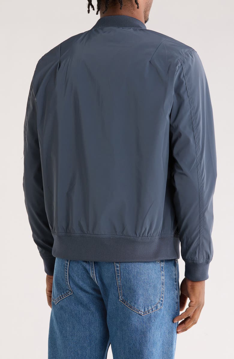 DENIM AND FLOWER Solid Bomber Jacket, Alternate, color, Dusty Navy