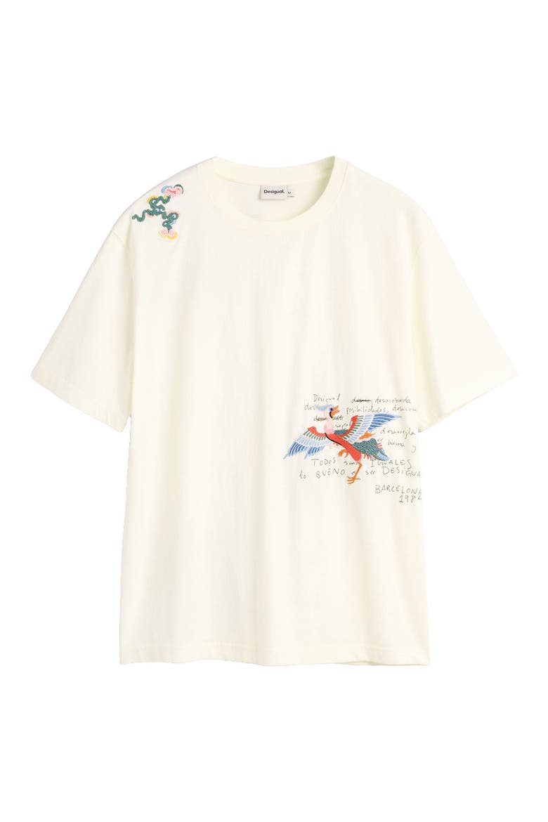 Embroidered Graphic Cotton T-Shirt, Alternate, color, LIGHT BEIGE