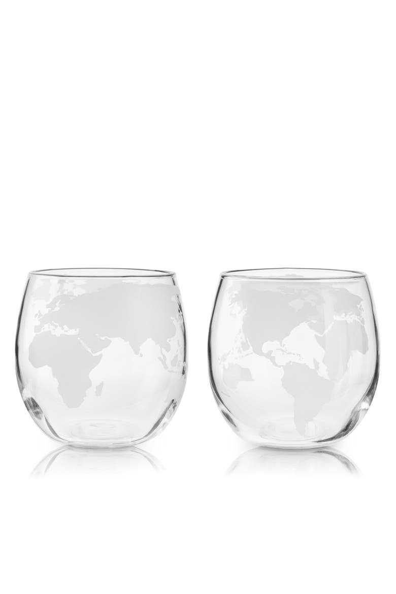 Globe Whiskey Tumblers Set of 2, Main, color, Clear