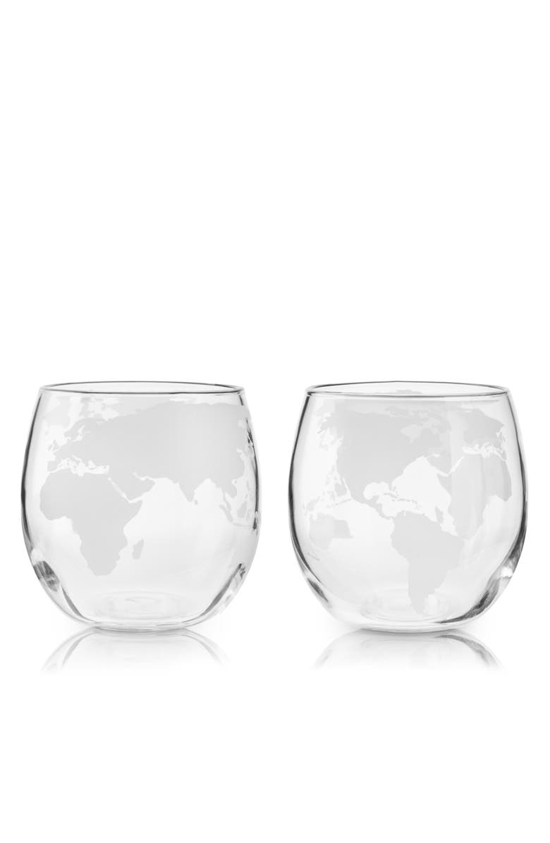 Viski Globe Whiskey Tumblers Set of 2, Main, color, Clear