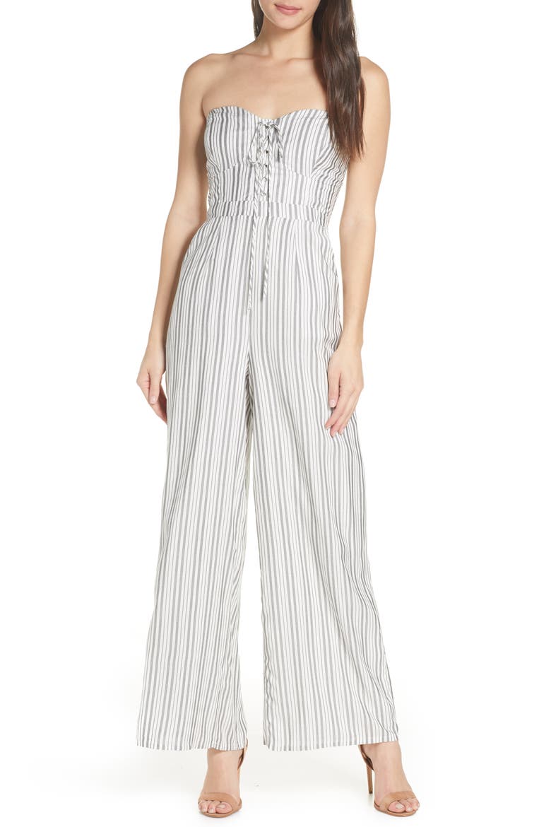 x Dress Up Buttercup Game Day Strapless Jumpsuit, Main, color, STRIPE