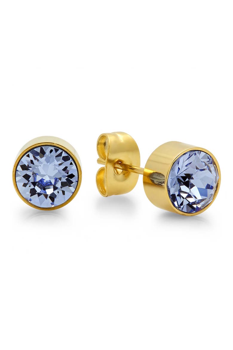 18k Gold Plated Stud Earrings, Main, color, LIGHT BLUE/ GOLD
